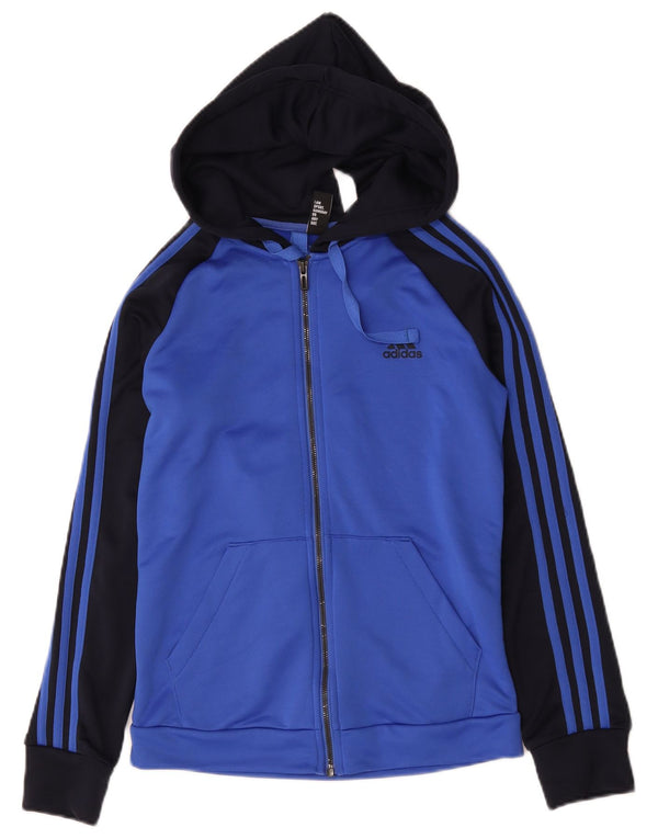 Adidas női, cipzáras kapucnis pulóver UK 12/14 közepes kék színû poliészter
