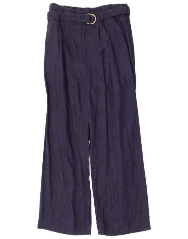Marks & Spencer Womens High Waist Casual Trousers UK 14 Large W32 L32 Navy