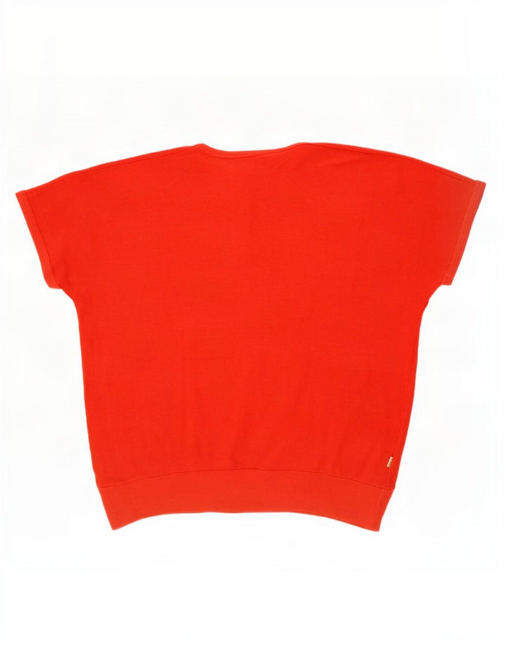 Fiorucci Dame T-Shirt Top UK 10 Lille Rød Bomuld