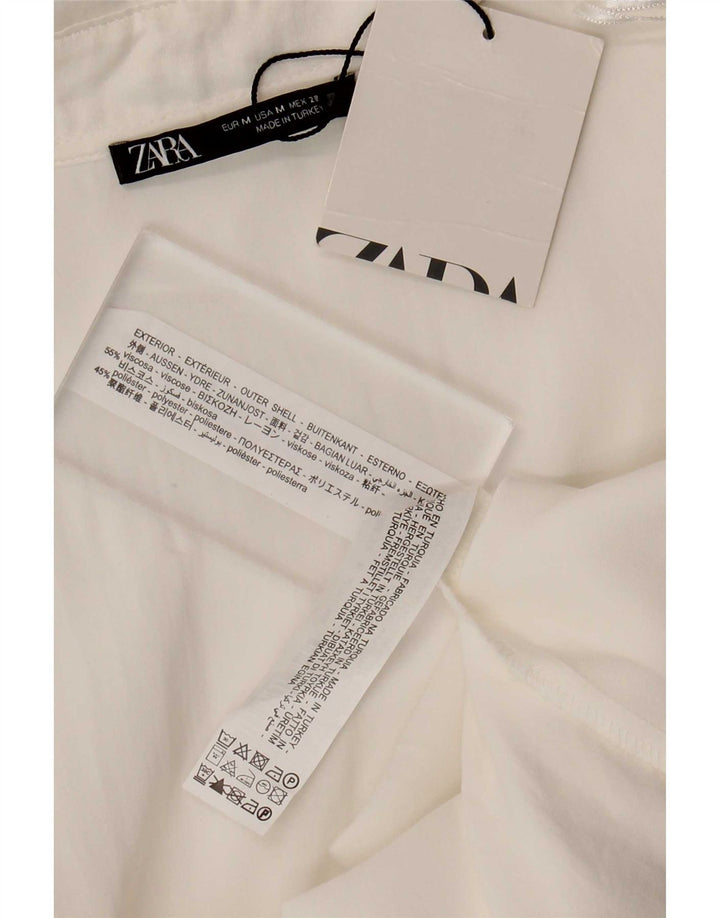 Zara langærmet slå-om-kjole til kvinder UK 12 Medium White Viscose