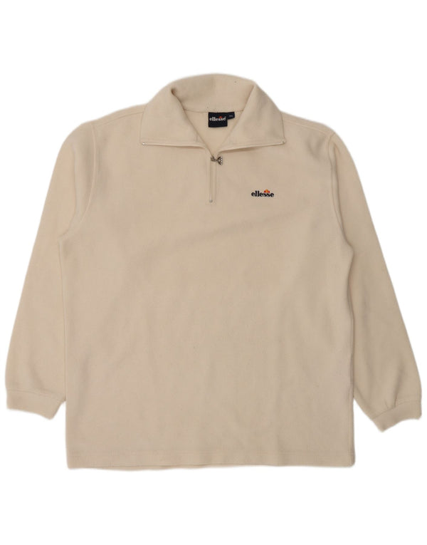 Maglione in pile da uomo Ellesse con zip e collo 2XL poliestere bianco sporco