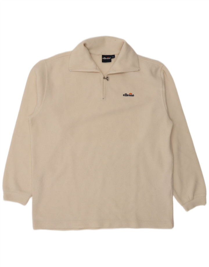 Maglione in pile da uomo Ellesse con zip e collo 2XL poliestere bianco sporco
