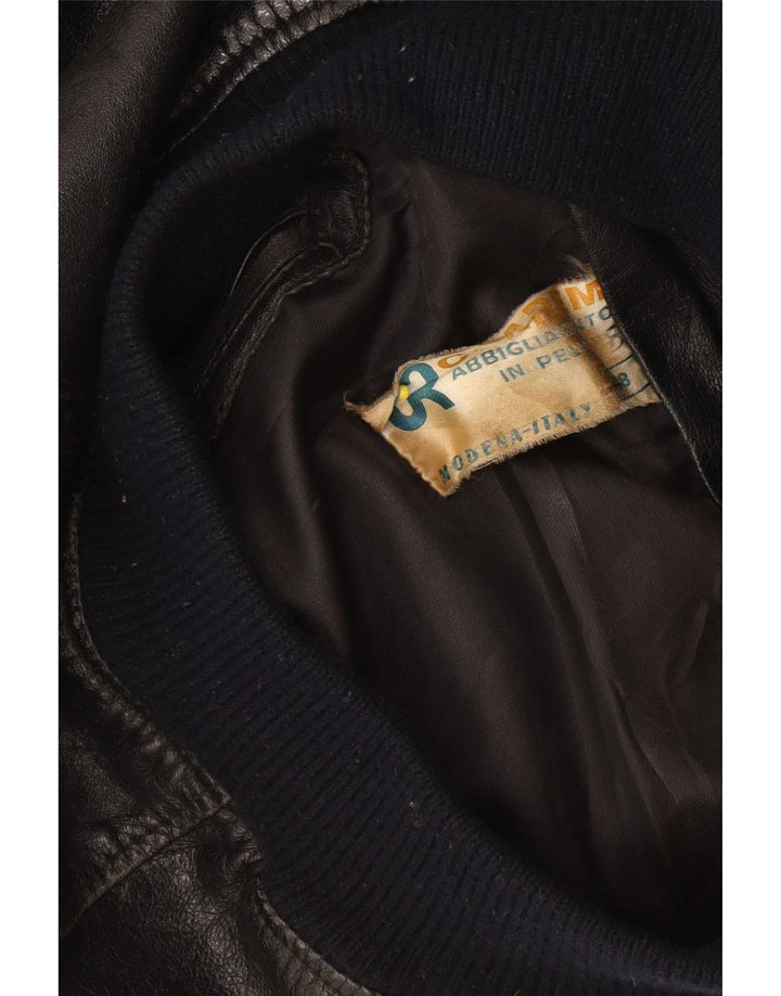 Jaqueta de couro masculina vintage IT 48 média preta