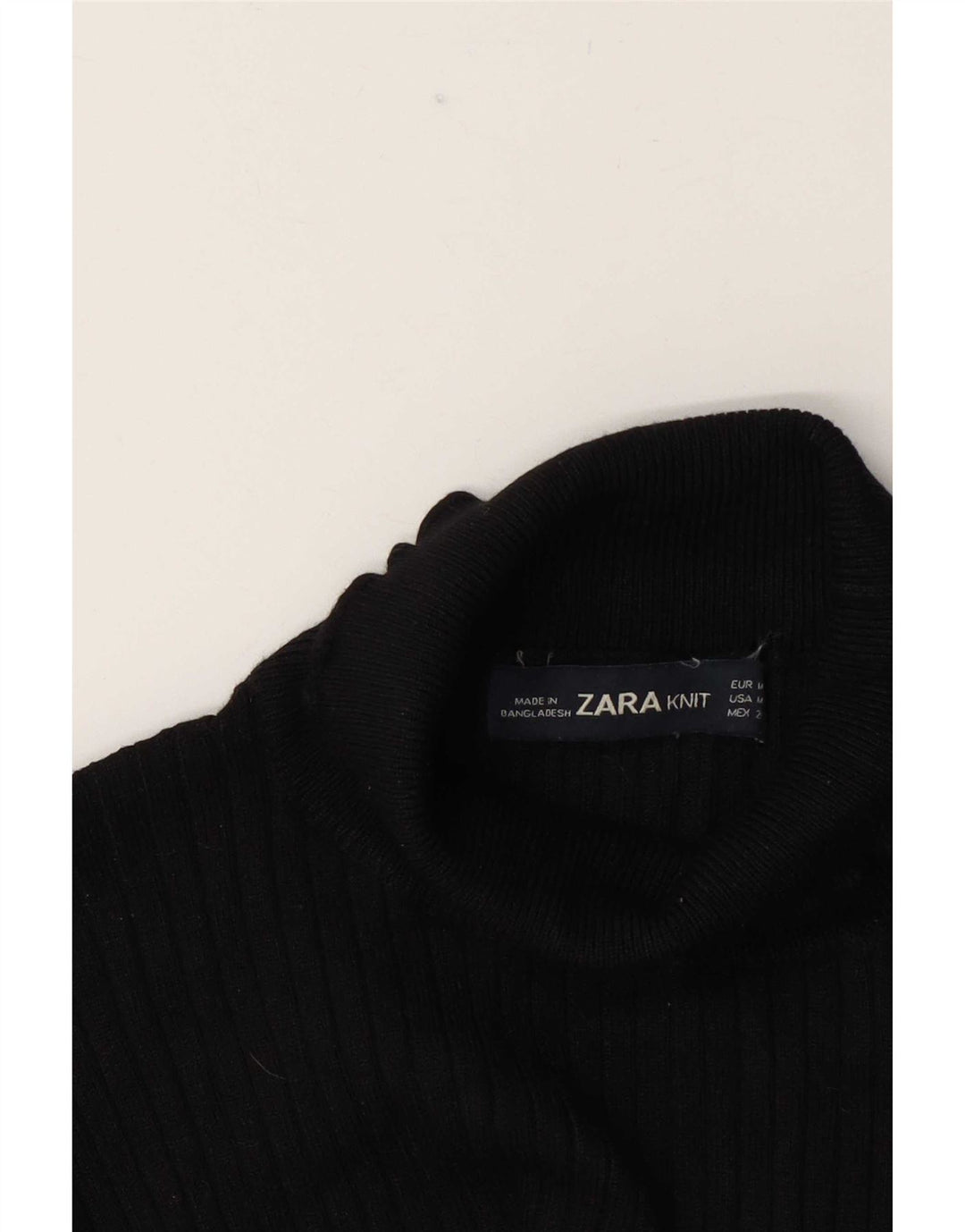 Zara Damen Rollkragen-Blusenoberteil UK 12 Medium Schwarz