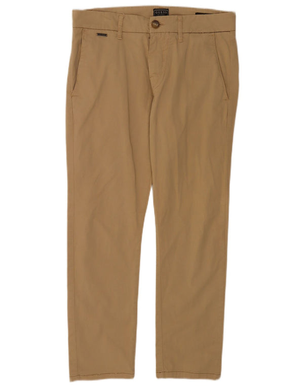 Guess Mens Daniel Super Skinny Chino Trousers W30 L26 Beige Cotton