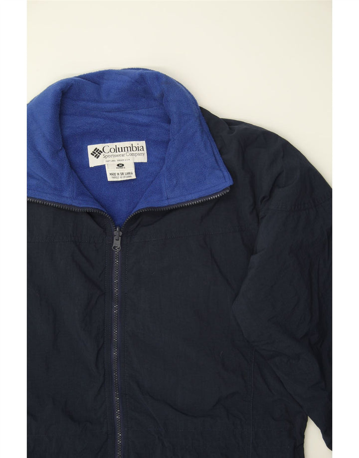 COLUMBIA Womens Windbreaker Jacket UK 14 Medium Navy Blue Nylon Vintage Columbia and Second-Hand Columbia from Messina Hembry 