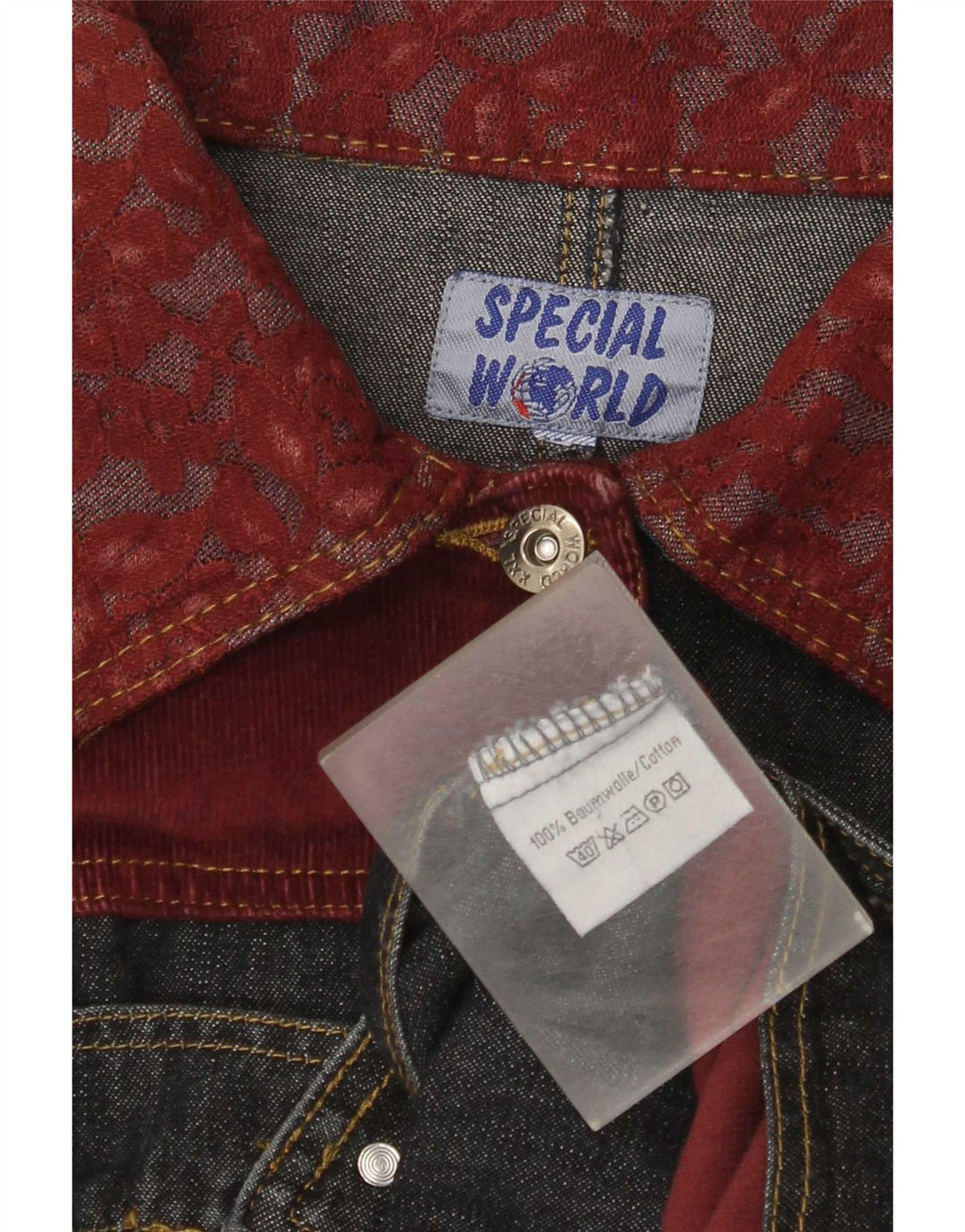 Damska kurtka dżinsowa w stylu vintage UK 18 XL, niebieska, patchworkowa, bawełniana