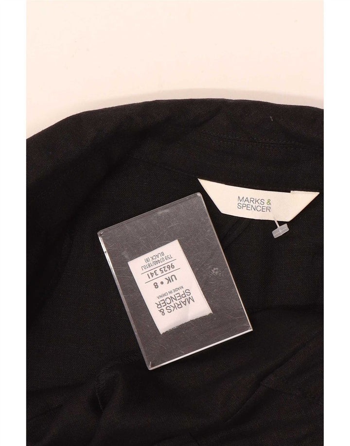 Marks & Spencer Damen-Blazerjacke mit 3/4-Ärmeln, Größe S, Schwarz, Leinen