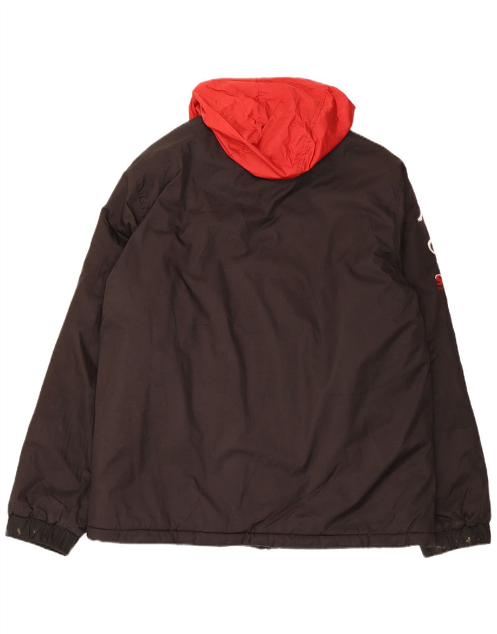 Kappa Mens Graphic Hooded Windbreaker Jacket UK 40 Large Black Polyester