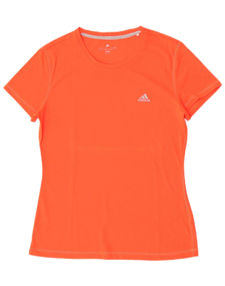 Adidas Womens Climalite T-Shirt Top UK 12/14 Medium Orange