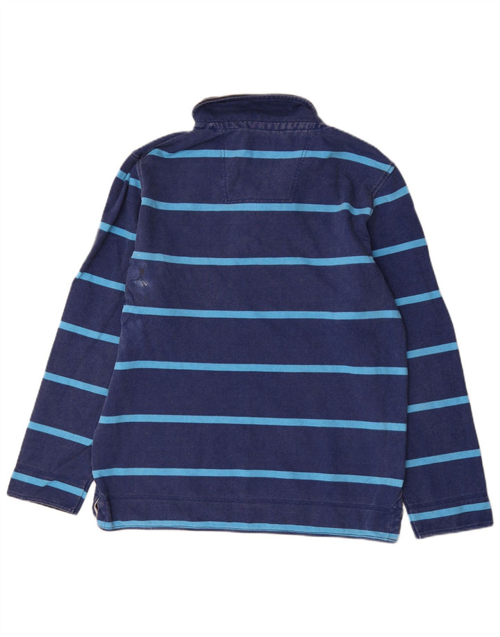 Crew Clothing Mens Zip Neck Sweatshirt Jumper Medium Navy Blue Striped