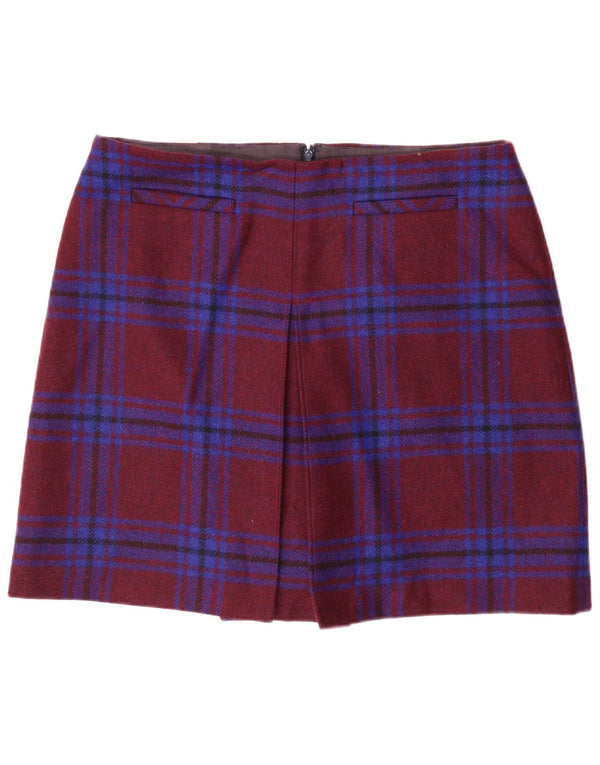Gonna a trapezio da donna HOBBS UK 16 Large W36 lana scozzese bordeaux