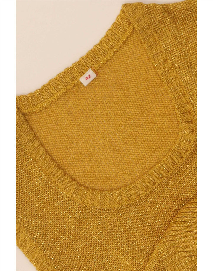 Vintage Damen Crop Weste Tank Top IT 42 Medium Gold