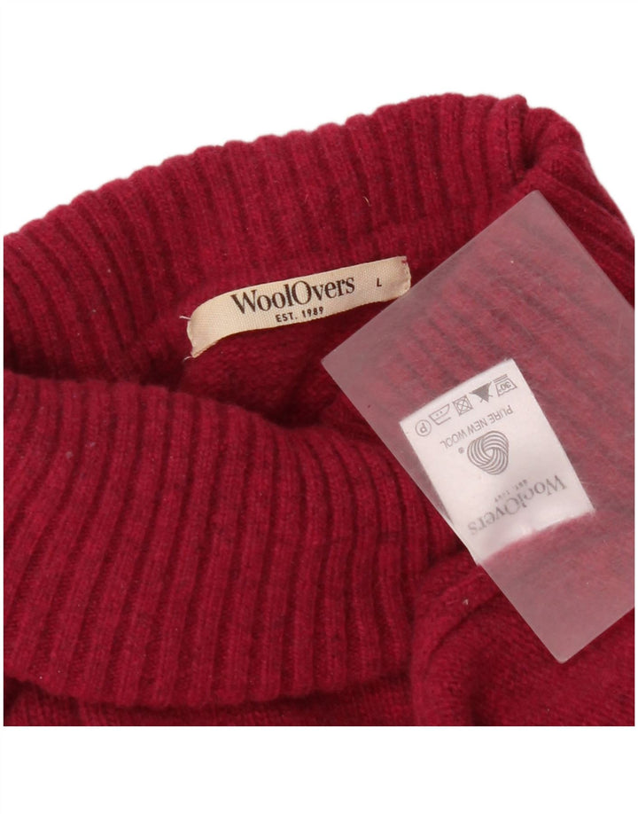 WoolOvers Womens Roll Neck Jumper Sweater UK 16 Large Pink New Wool