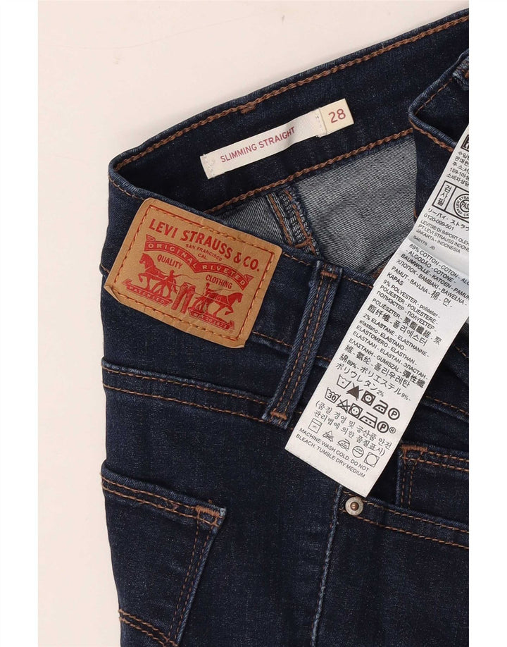 Levi's Womens Slimming Straight Jeans W28 L26 Navy Blue Cotton