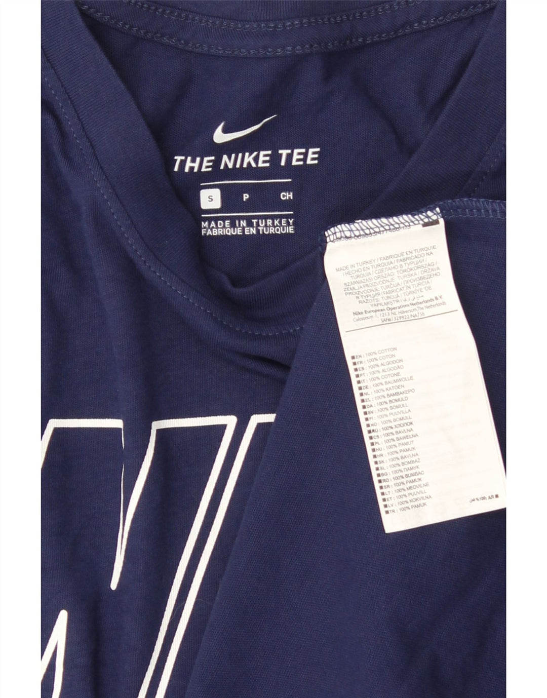T-shirt grafica da uomo NIKE Top Small in cotone blu navy
