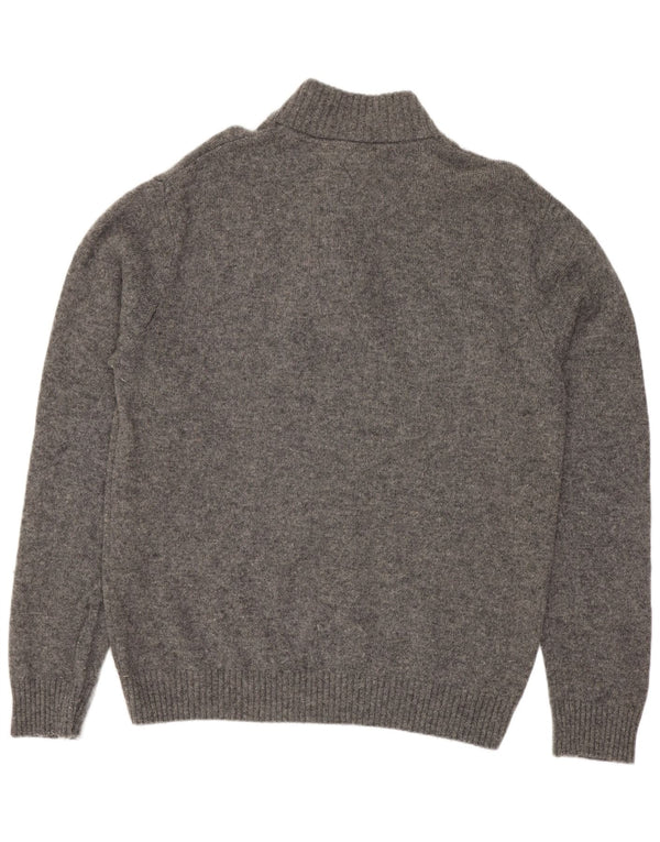 Crew Clothing Maglione da uomo con bottoni e collo XL in lana grigia
