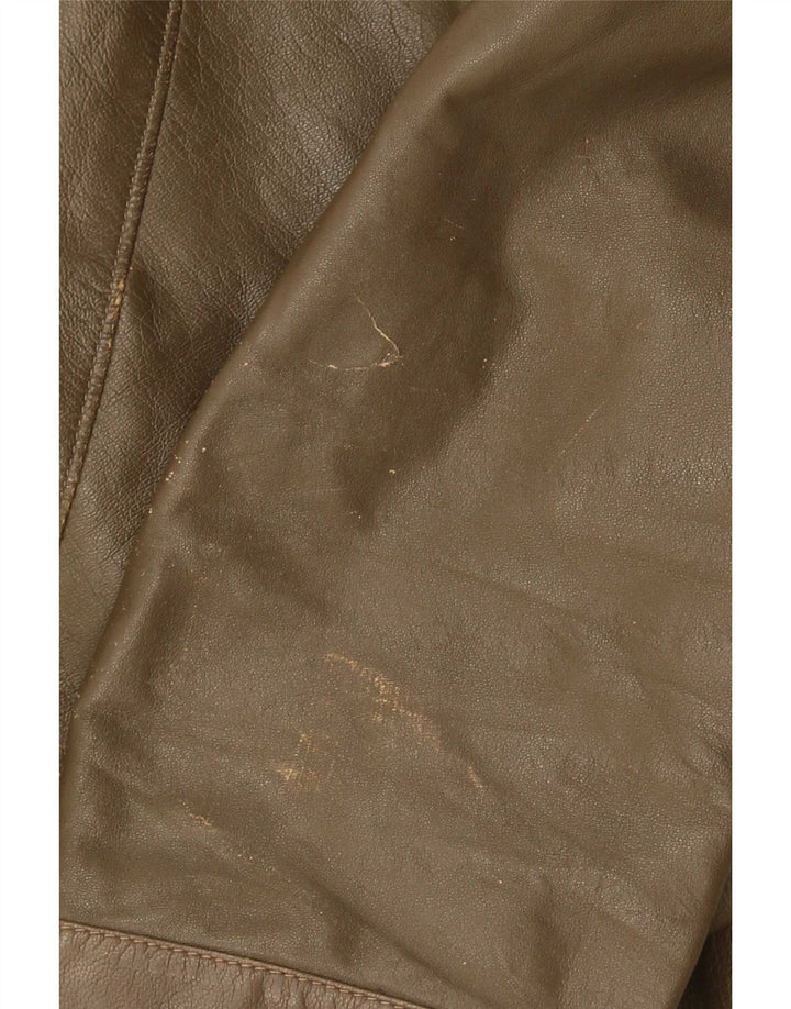 Vintage Mens Leather Jacket UK 38 Medium Khaki Leather