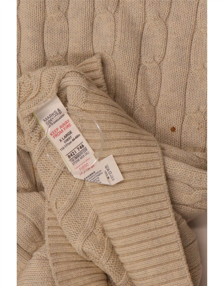 Marks & Spencer Mens Crew Neck Jumper Sweater XL Beige