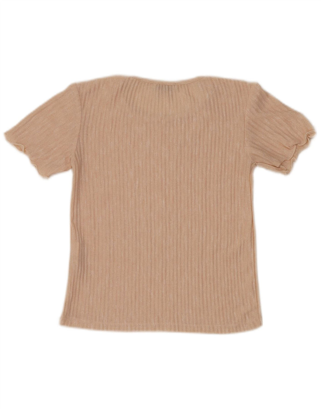 Zara Womens Blouse Top UK 10 Small Beige Striped Polyester