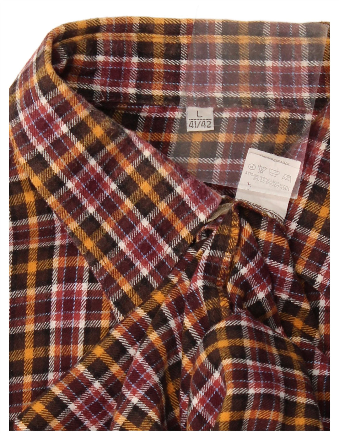 VINTAGE Mens Flannel Shirt Size 41/42 Large Multicoloured Check Cotton