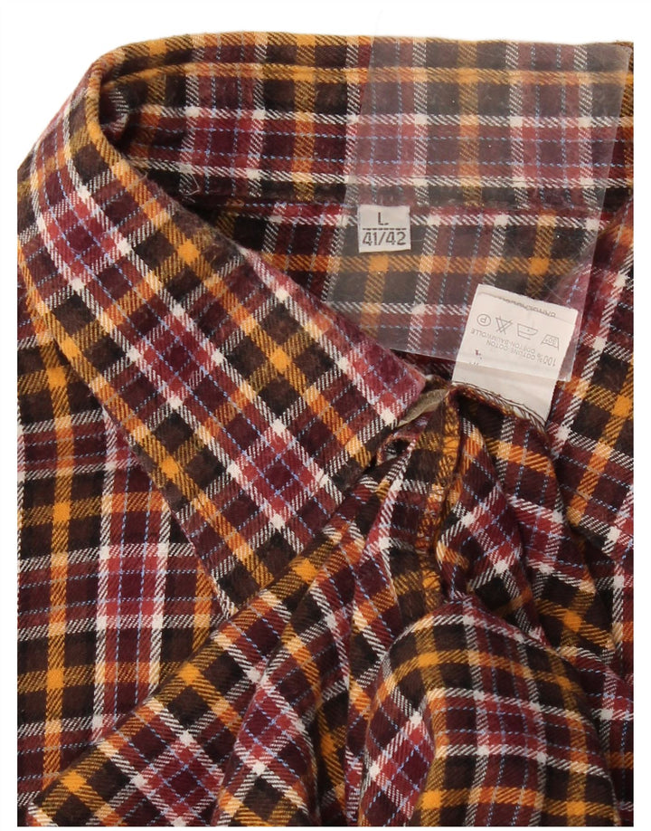 VINTAGE Mens Flannel Shirt Size 41/42 Large Multicoloured Check Cotton
