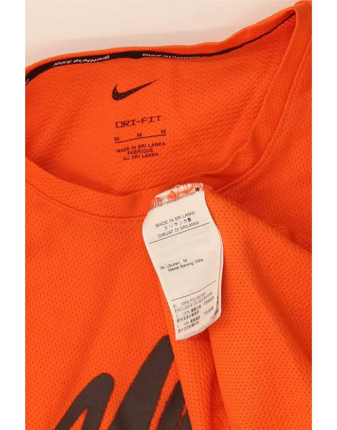 Nike Mens Dri Fit Graphic T-Shirt Top Medium Orange Polyester