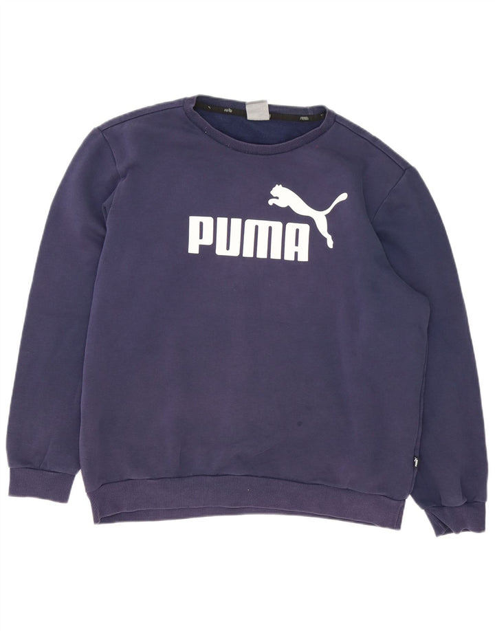 Puma Mens Graphic Sweatshirt Jumper Large Navy Blue Cotton