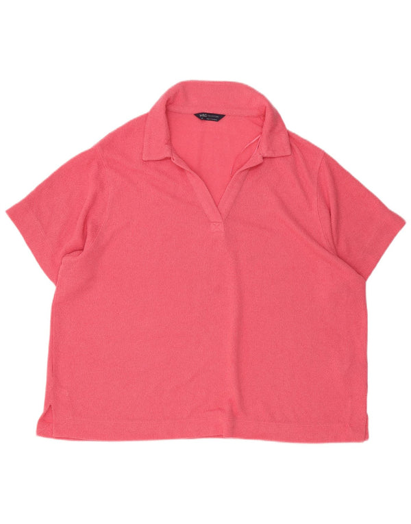 Damska koszulka polo Marks & Spencer UK 22 3XL Różowa wiskoza