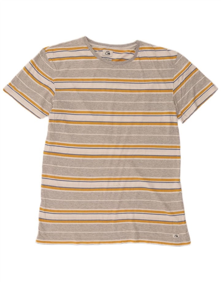 Quiksilver herre T-shirt top mellemgrå stribet bomuld