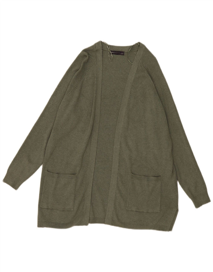 Marks & Spencer Womens Oversized Open Cardigan Sweater UK 16 Large Khaki