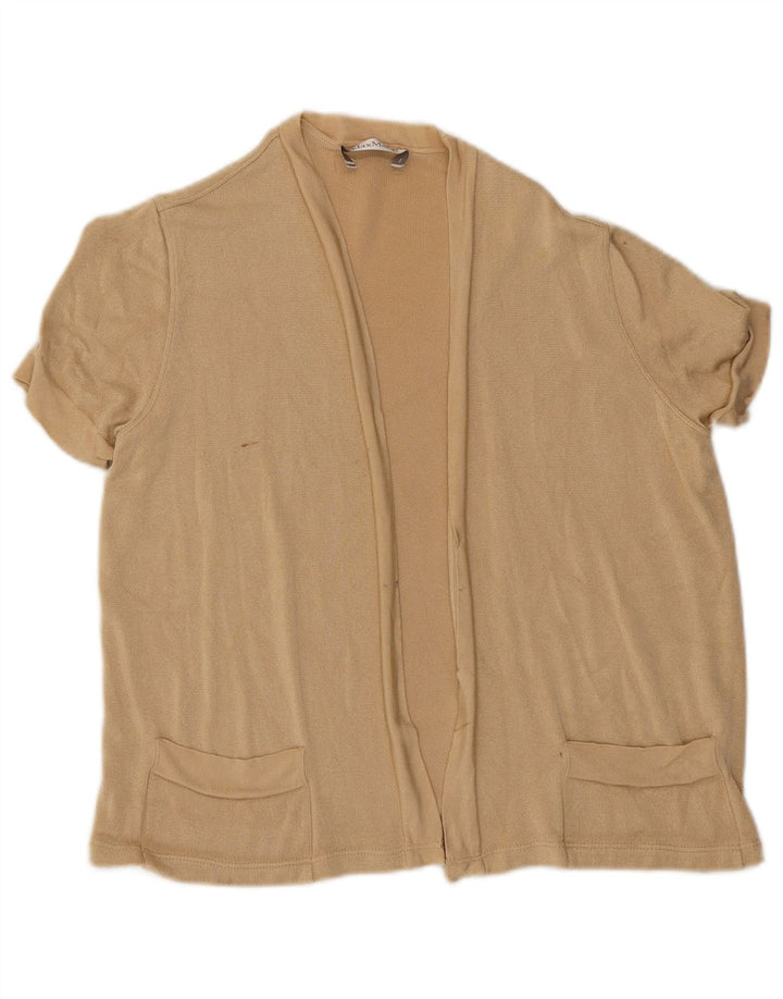 Max Mara Womens Short Sleeve Open Cardigan Sweater UK 14 Medium Beige