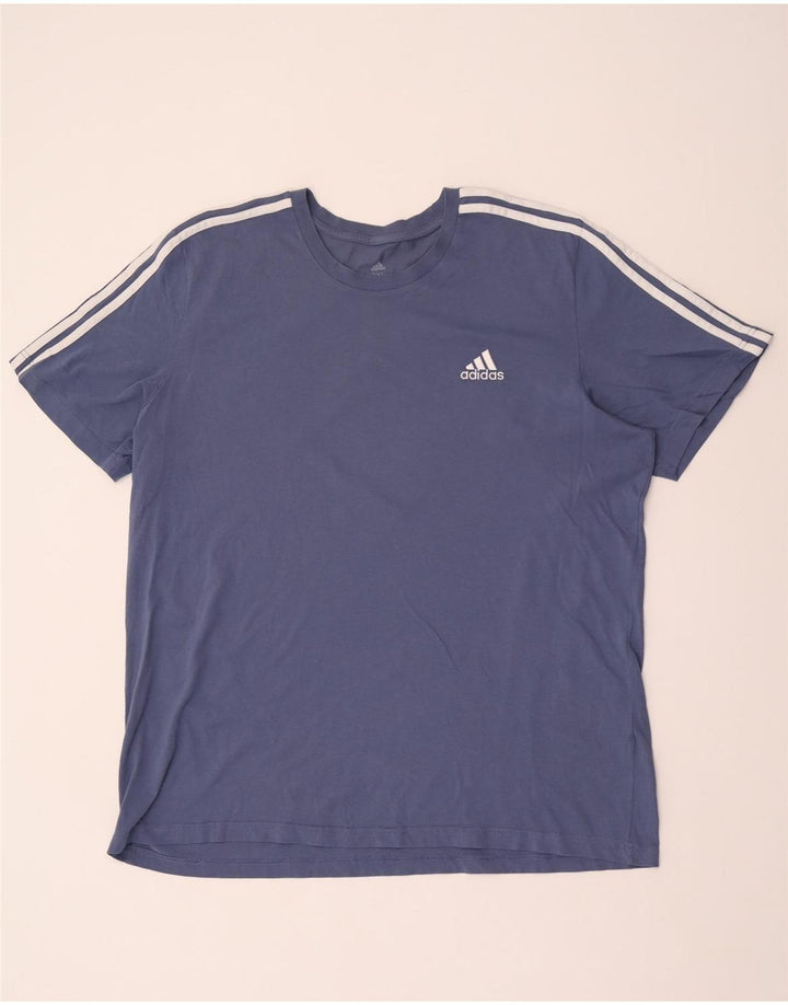 ADIDAS Mens T-Shirt Top 2XL Blue Cotton