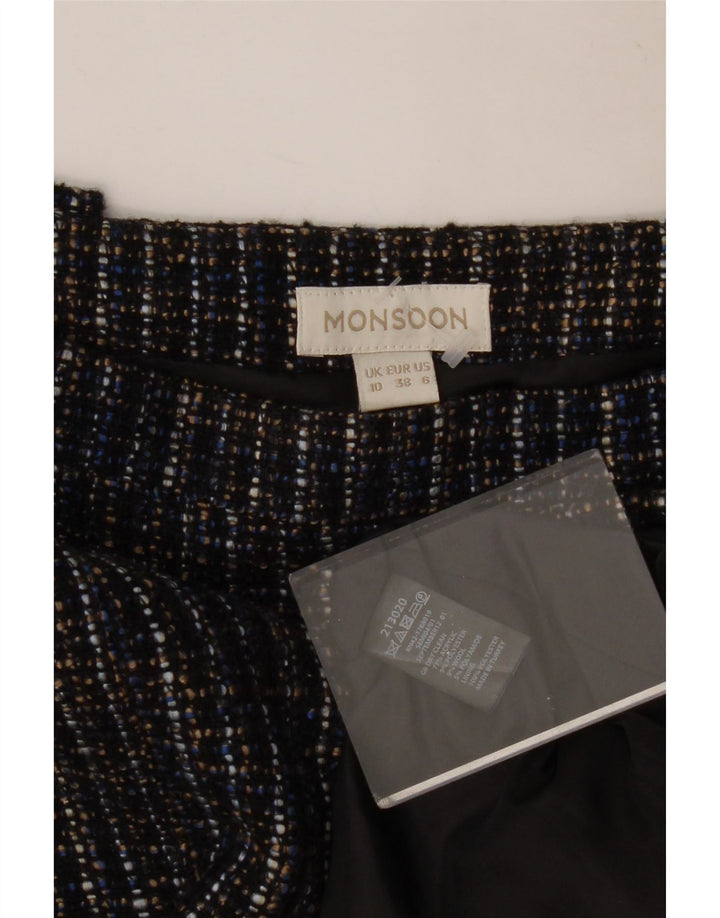 MONSOON Dame Mini-nederdel UK 10 Small W30 Navy Blue Flecked Polyester