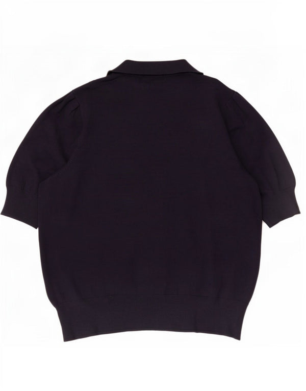 Marks & Spencer dame poloshirt med 1/2 ærmer UK 14 medium marineblå viskose