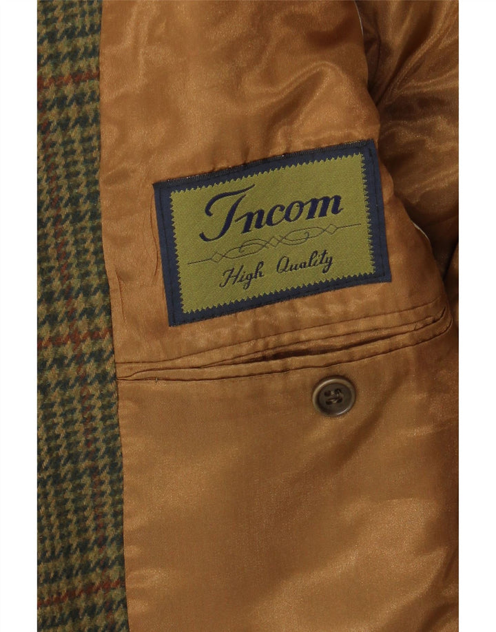 Incom Mens 2 Button Blazer Jacket UK 38 Medium Khaki Houndstooth