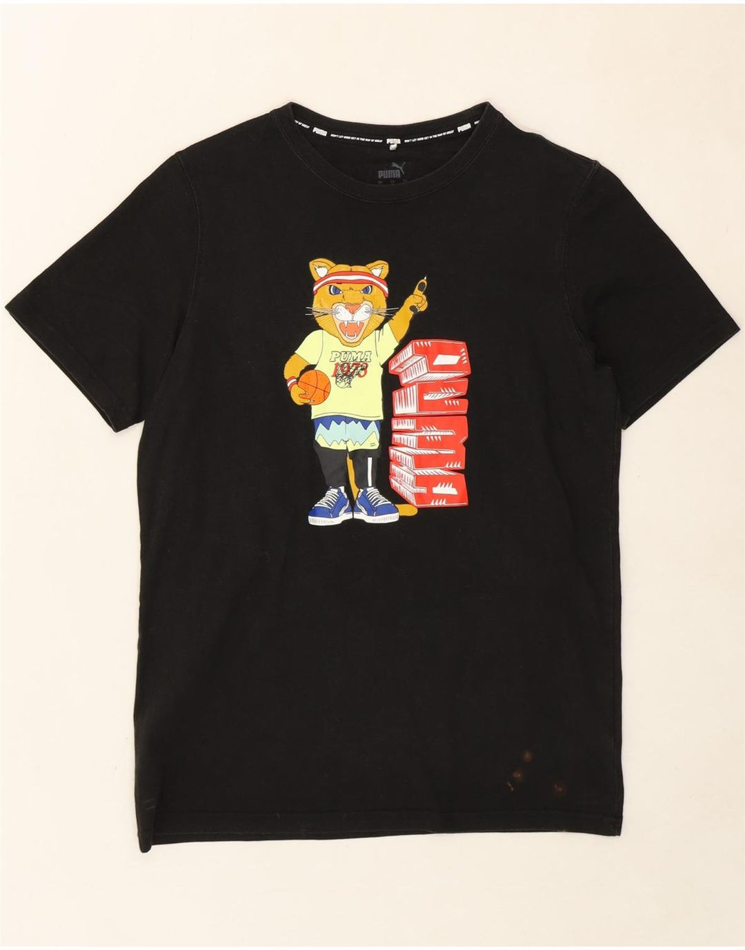 PUMA Mens Graphic T-Shirt Top Small Black Cotton Vintage Puma and Second-Hand Puma from Messina Hembry 