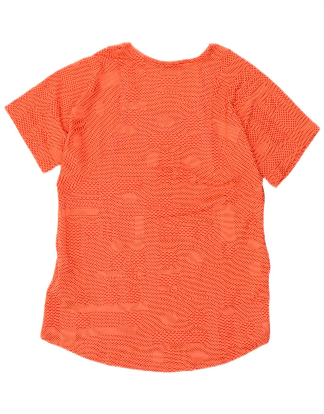 Nike Womens Dri Fit T-Shirt Top UK 12 Medium Orange Geometric Polyester