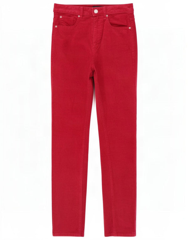 Pantaloni drepti din velur pentru femei Marks & Spencer UK 8 Small W26 L29 Red