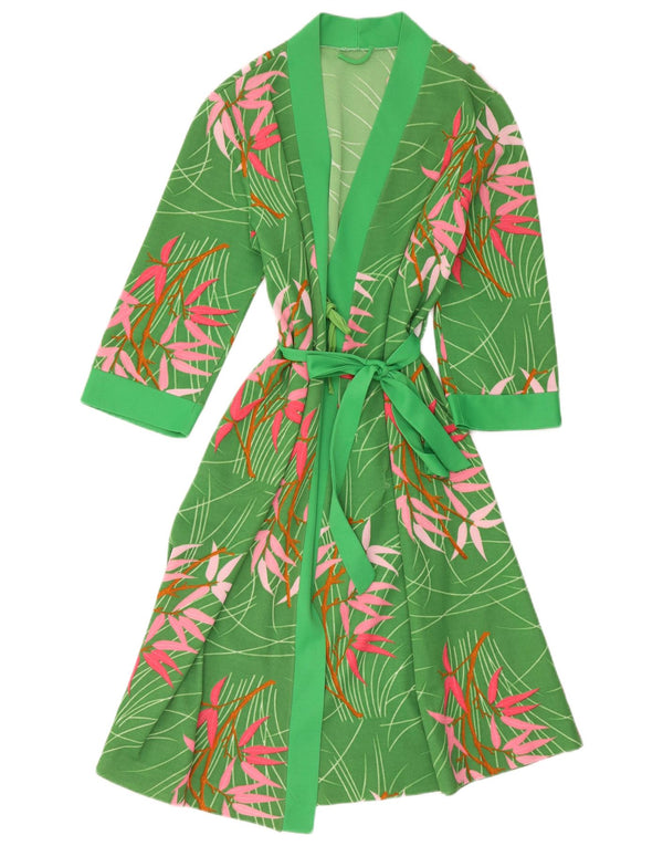 Vintage Womens 3/4 Sleeve Robe Dress IT 46 Large Green Floral