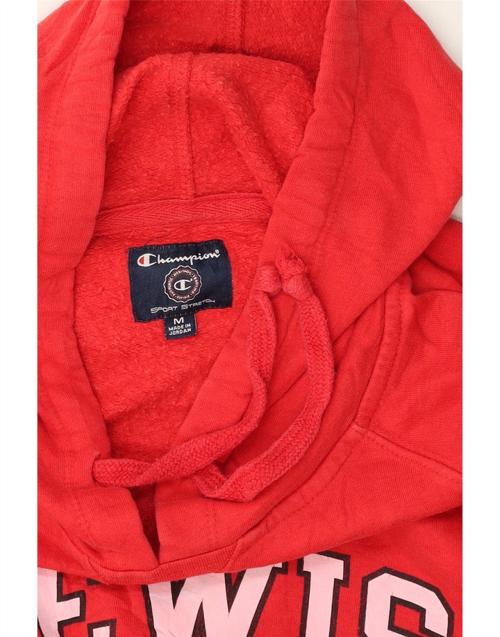 CHAMPION Womens Graphic Hoodie Jumper UK 12 Medium Red Vintage Champion and Second-Hand Champion from Messina Hembry 