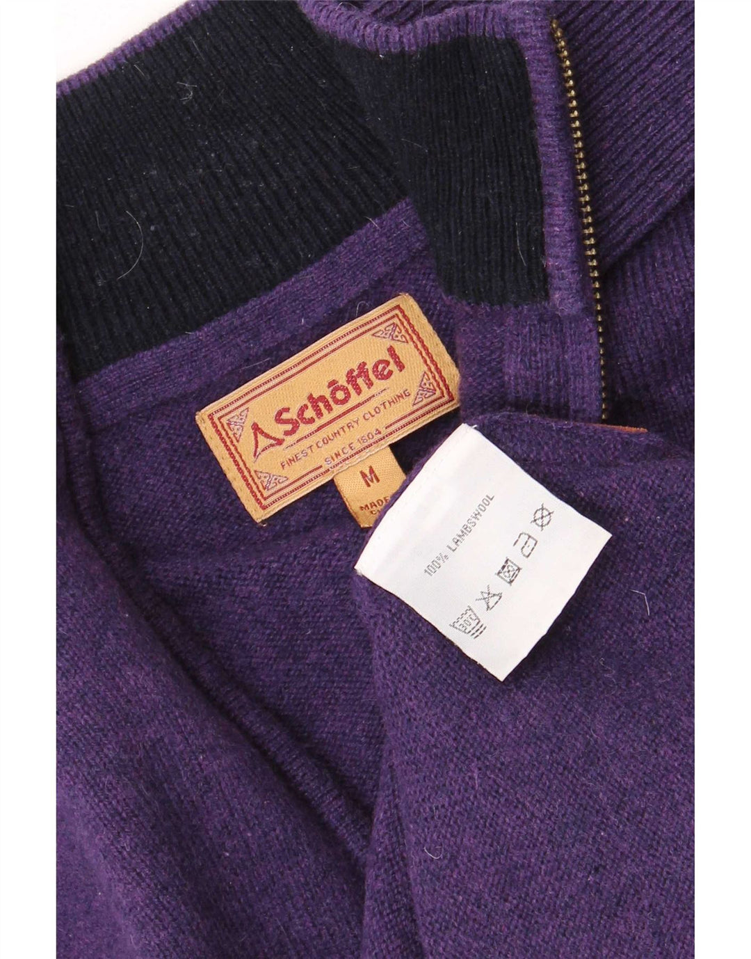 Schoffel Pull Col Zippé Homme Violet Moyen Laine d'Agneau