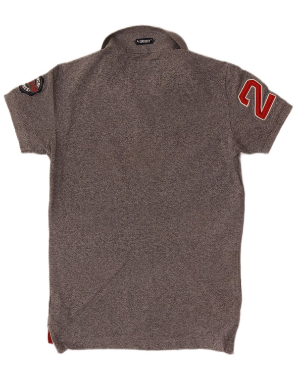 Superdry Mens Graphic Polo Shirt Small Grey Cotton