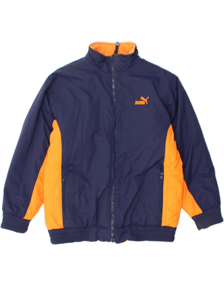 PUMA Boys Graphic Reversible Jacket 10-11 Years Navy Blue Colourblock Vintage Puma and Second-Hand Puma from Messina Hembry 