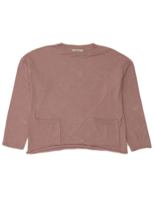 Zara Girls Crew Neck Jumper Sweater 11-12 Years Pink Viscose