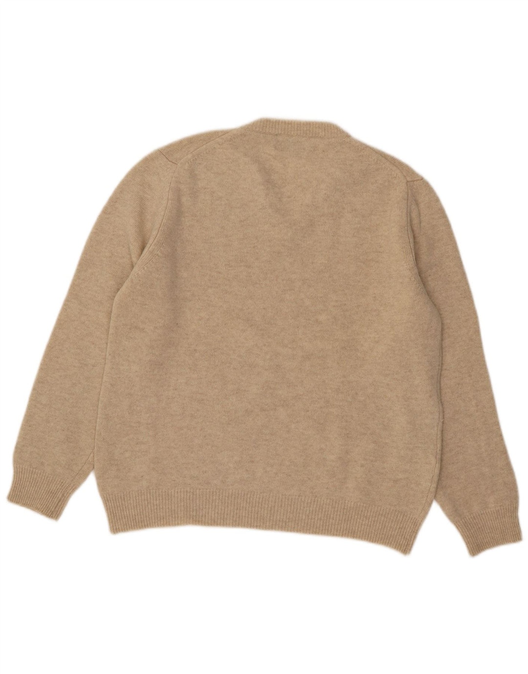 Henry Cottons Herren-Pullover mit V-Ausschnitt, mittelbeige Wolle