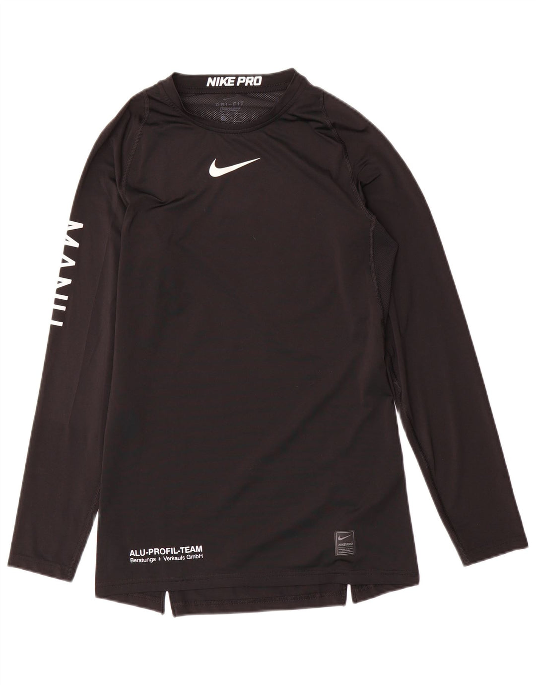 Nike Mens Dri Fit Graphic Top Long Sleeve Large Black Polyester