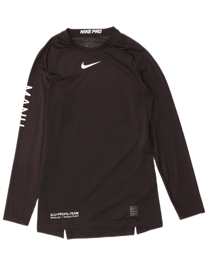 Nike Mens Dri Fit Graphic Top Long Sleeve Large Black Polyester