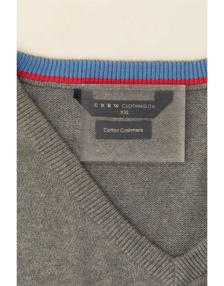 J. Crew Mens V-Neck Jumper Sweater 2XL Grey Cotton