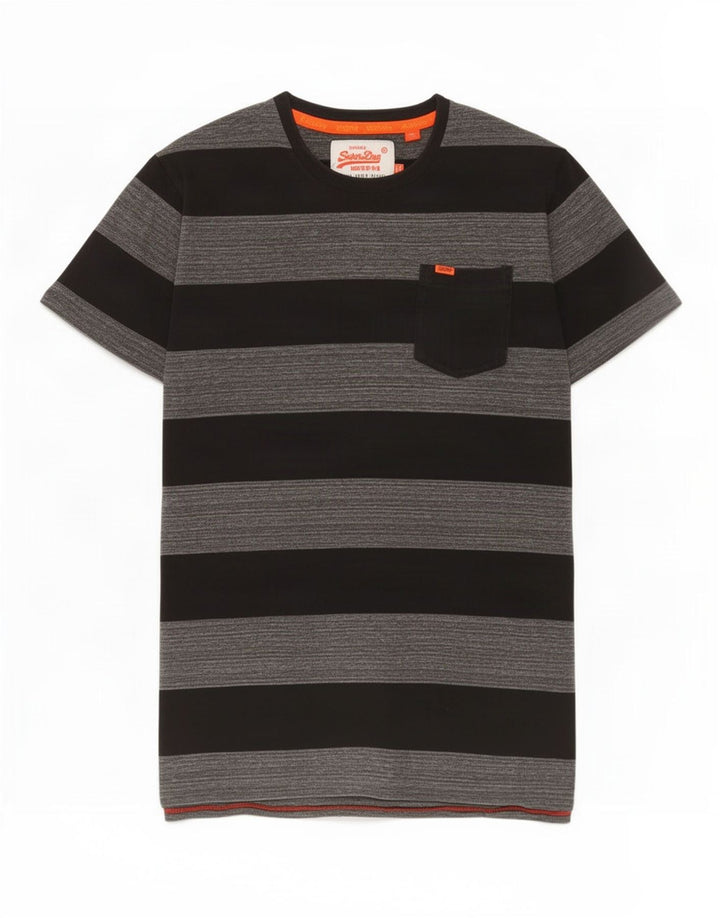 Superdry T-Shirt Homme Gris Moyen Rayé Coton